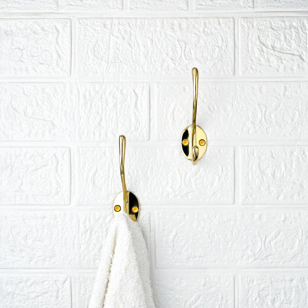 LamJum Solid Brass Hook with Sleek Symmetrical design MultiPurpose Hook Set of 2