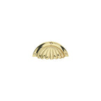LamJum Polished Brass Cup Shaped Drawer Pull With Fluted Sea Shell Design Set of 2