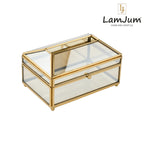 LamJum Decorative Gold Glass Tissue Box with Gold Rim
