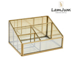 LamJum Multi Compartment Gold Glass Organiser with Gold Rim.