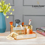 LamJum Multi Compartment Gold Glass Organiser with Gold Rim.