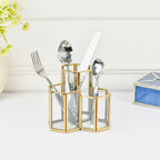 LamJum Hexagonal Multi-Purpose Clear Glass Three Stepped Compartments Organiser with Gold Rim.